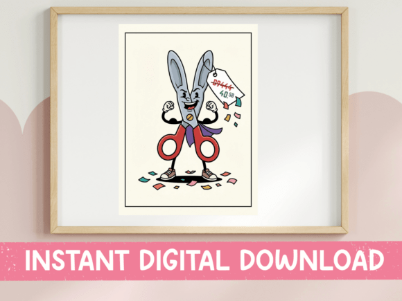 Coupon Scissors Retro Character: Graphics for T-Shirt Designs