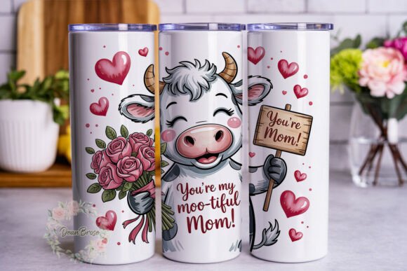 Cute Cow Floral Mom 20oz Tumbler Wrap: Graphics & Wraps