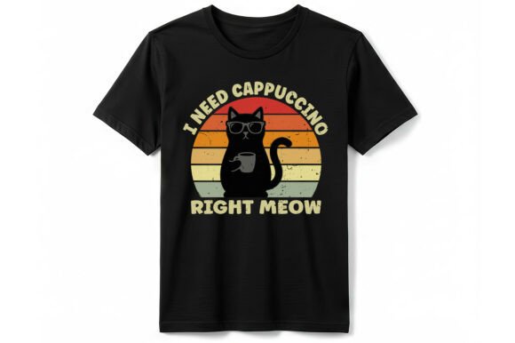 Funny Cat Cappuccino Graphics for T-Shirt Designs