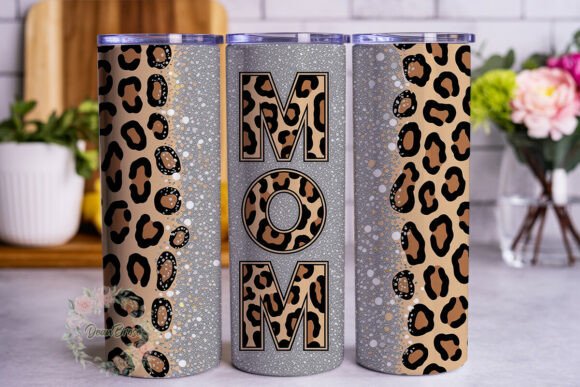 Leopard Glitter MOM Tumbler Wraps: Bold Graphics