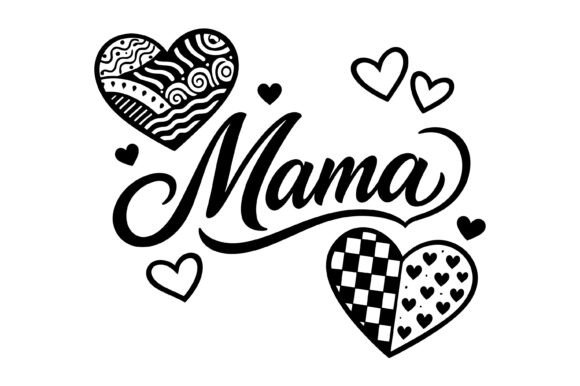 Mama Hearts Pattern: Graphics for T-Shirt Designs