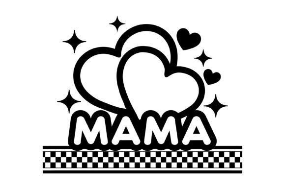 Mama Love Hearts Checker Style: Graphics for T-Shirt Designs