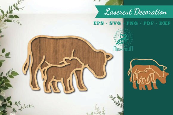 Mom and Baby Cow SVG: Laser Cutting & Home Decor