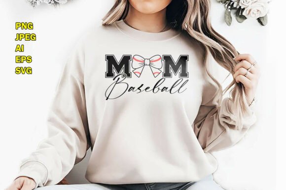 Mom Baseball Bow PNG: Graphics for T-Shirt Designs