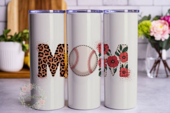 MOM Leopard Baseball Floral Tumbler Wraps & Graphics