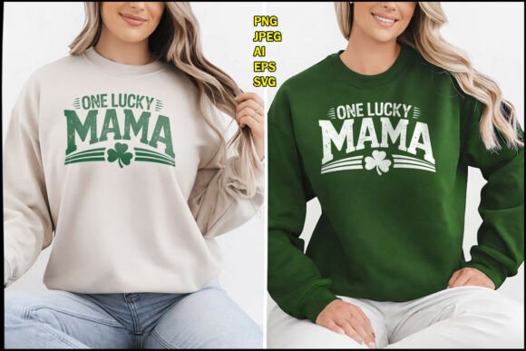 One Lucky Mama Shamrock St Patrick s Day Graphics for T-Shirt Designs