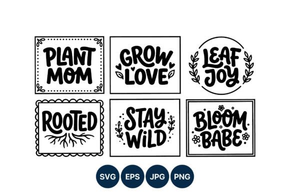 Plant Themed Phrase Lettering Art: Graphics & Illustrations