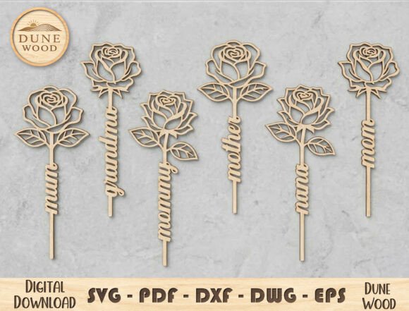 Rose Mom Topper for Laser Cutting & Mother S Day